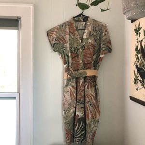 Vintage Floral Cotton Button Up Dress